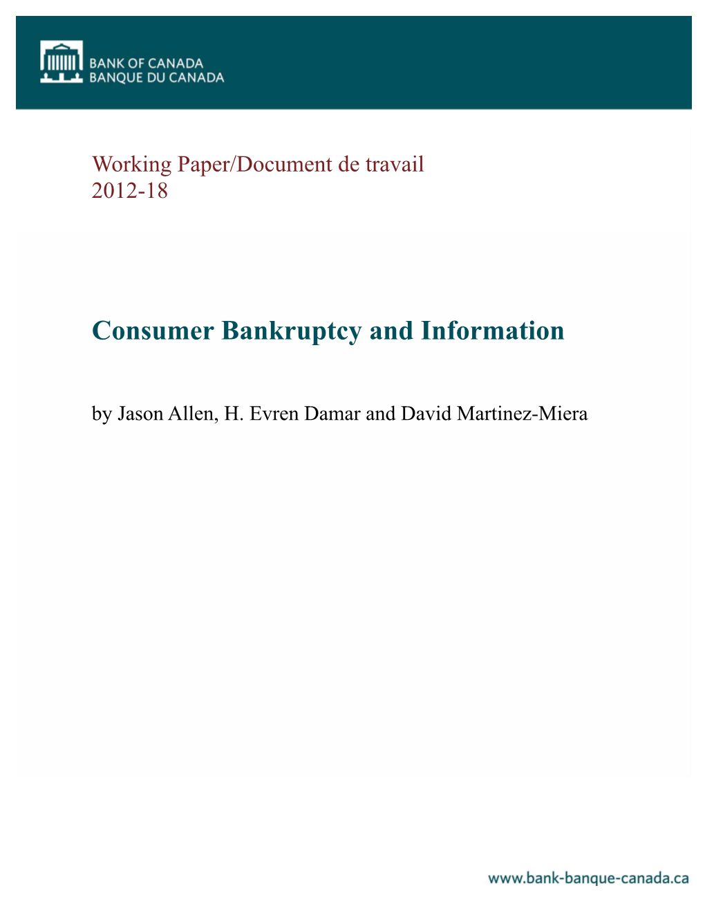 Consumer Bankruptcy and Information by Jason Allen, H