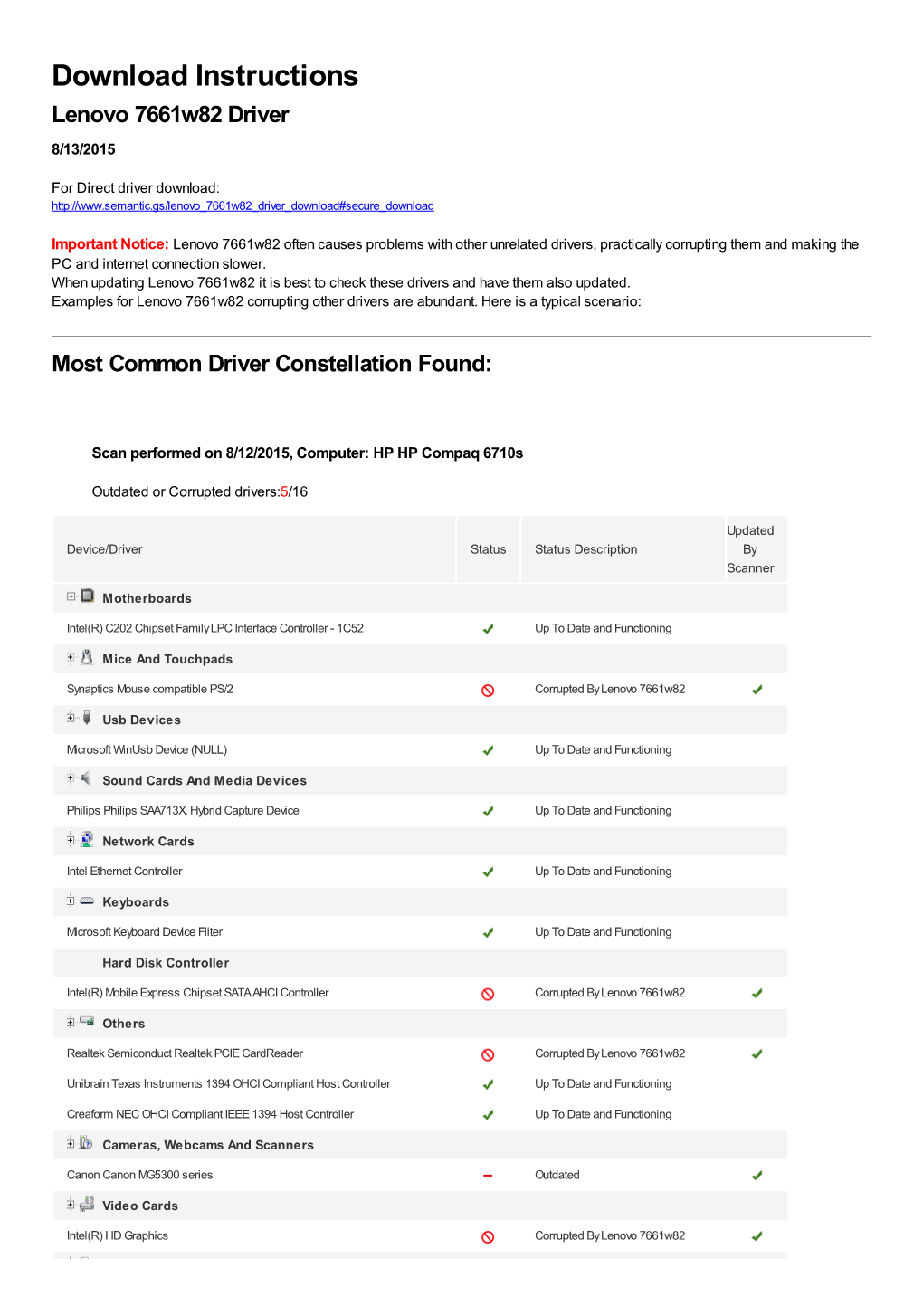 Driver Download Instructions