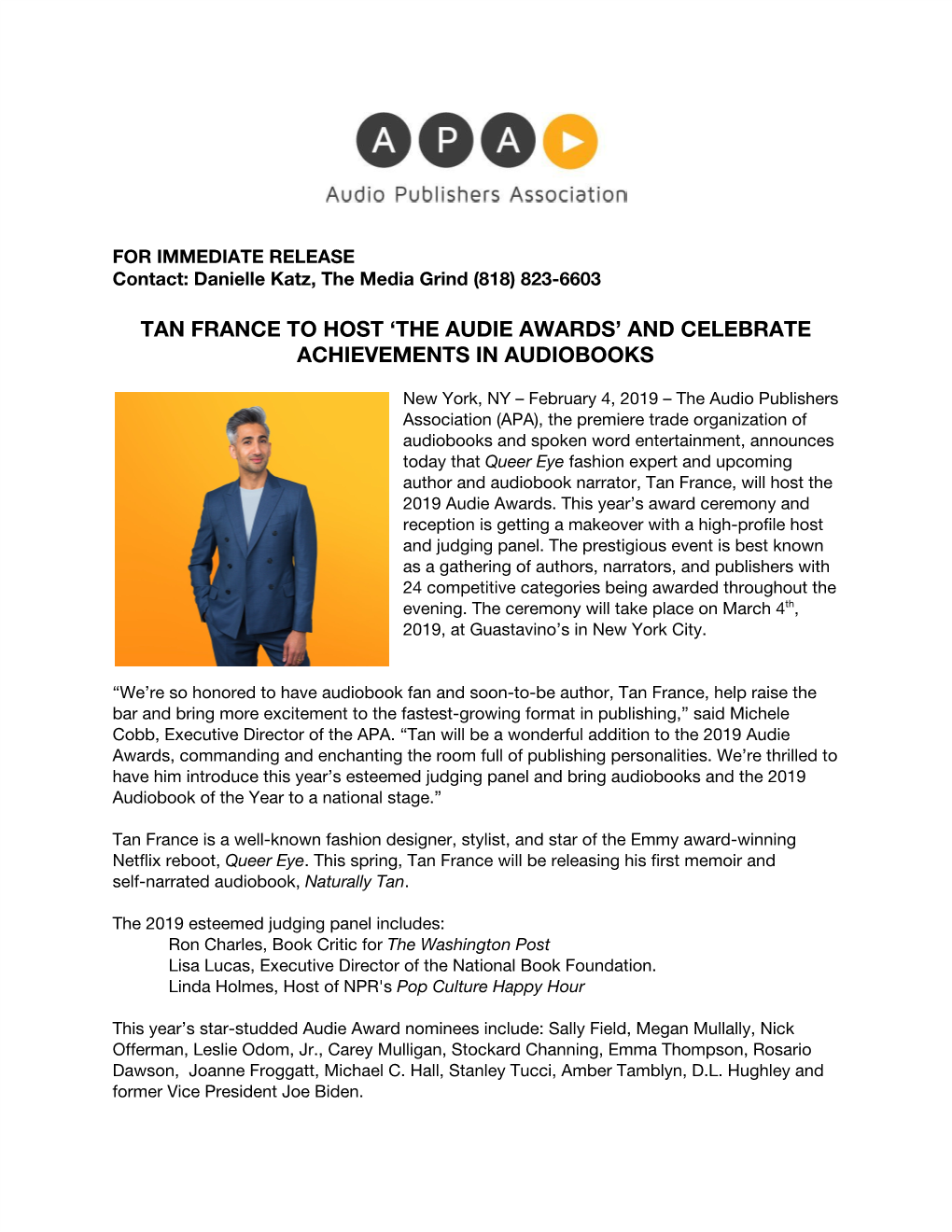 Tan France to Host 'The Audie Awards'