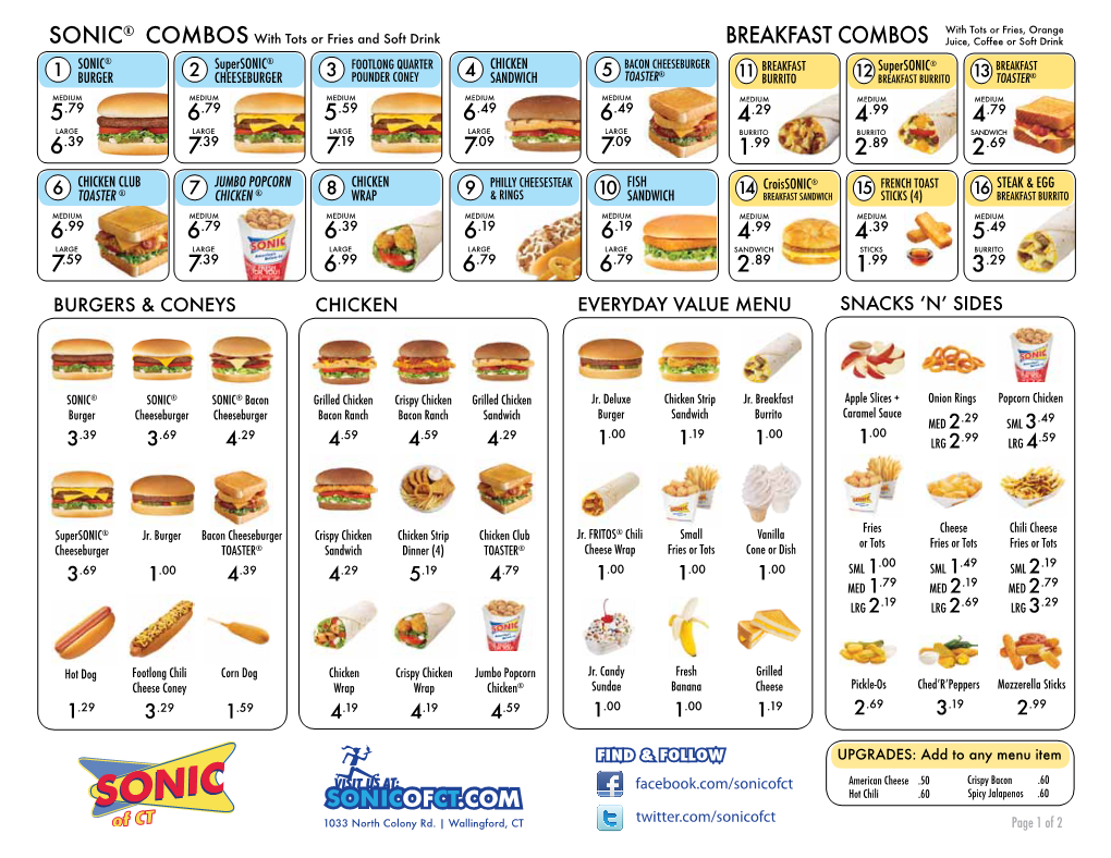 Burgers & Coneys 1 6 2 7 3 8 4 9 5 10 Chicken Snacks 'N' Sides Everyday Value Menu
