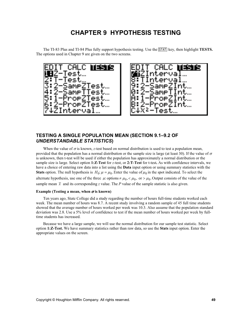 Chapter 9 Hypothesis Testing