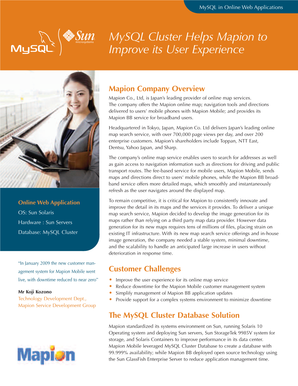 Mysql Cluster Helps Mapion to Improve Its User Experience