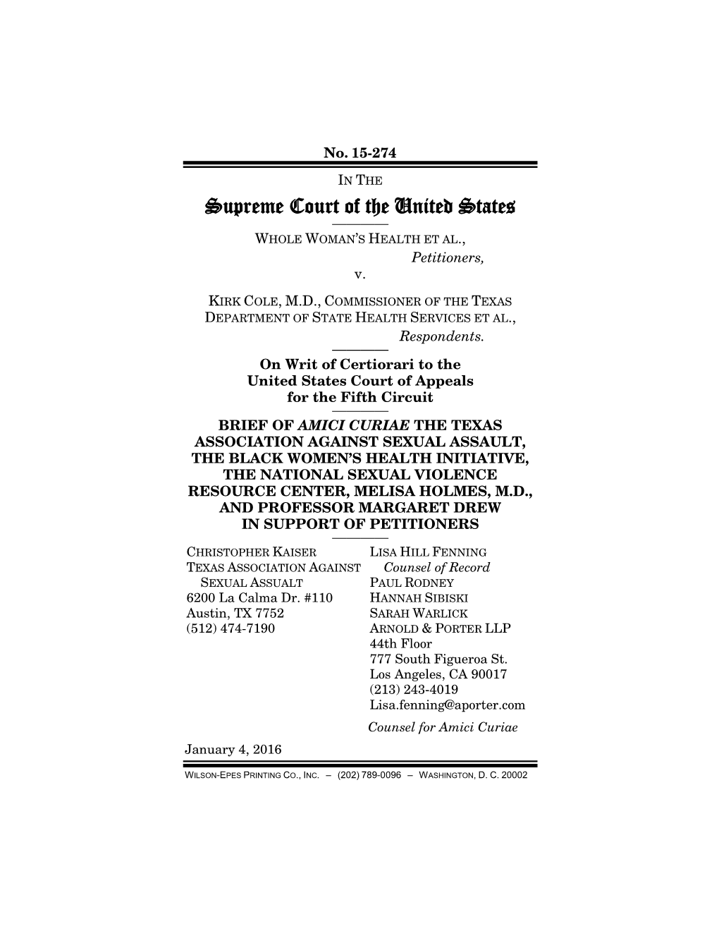 Wilson-Epes Standardized Format for Legal Briefs