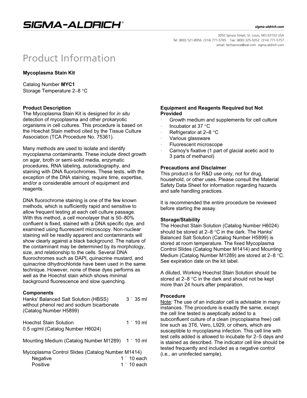 Mycoplasma Stain Kit