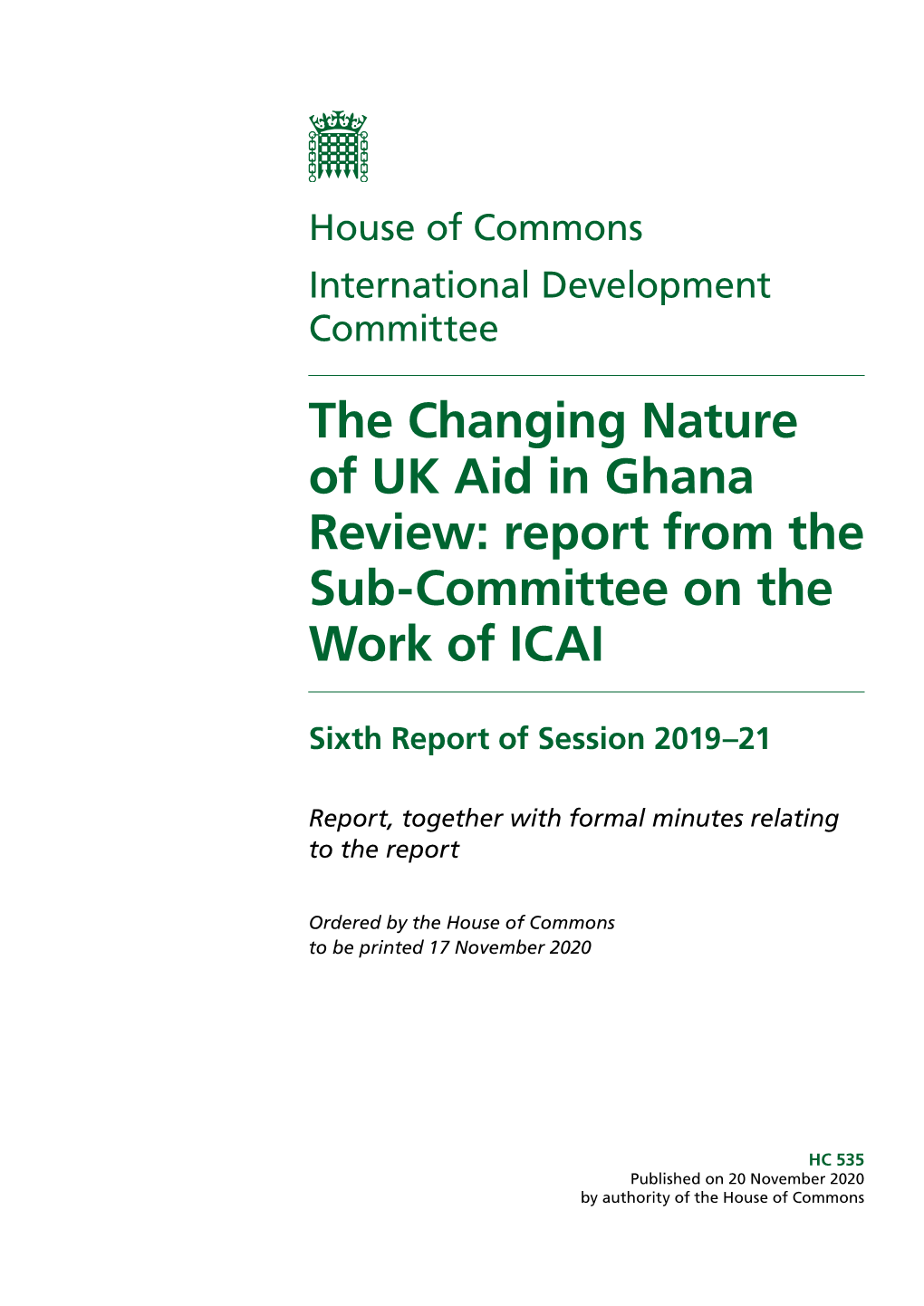 ICAI's Review on the Changing Nature of UK Aid in Ghana