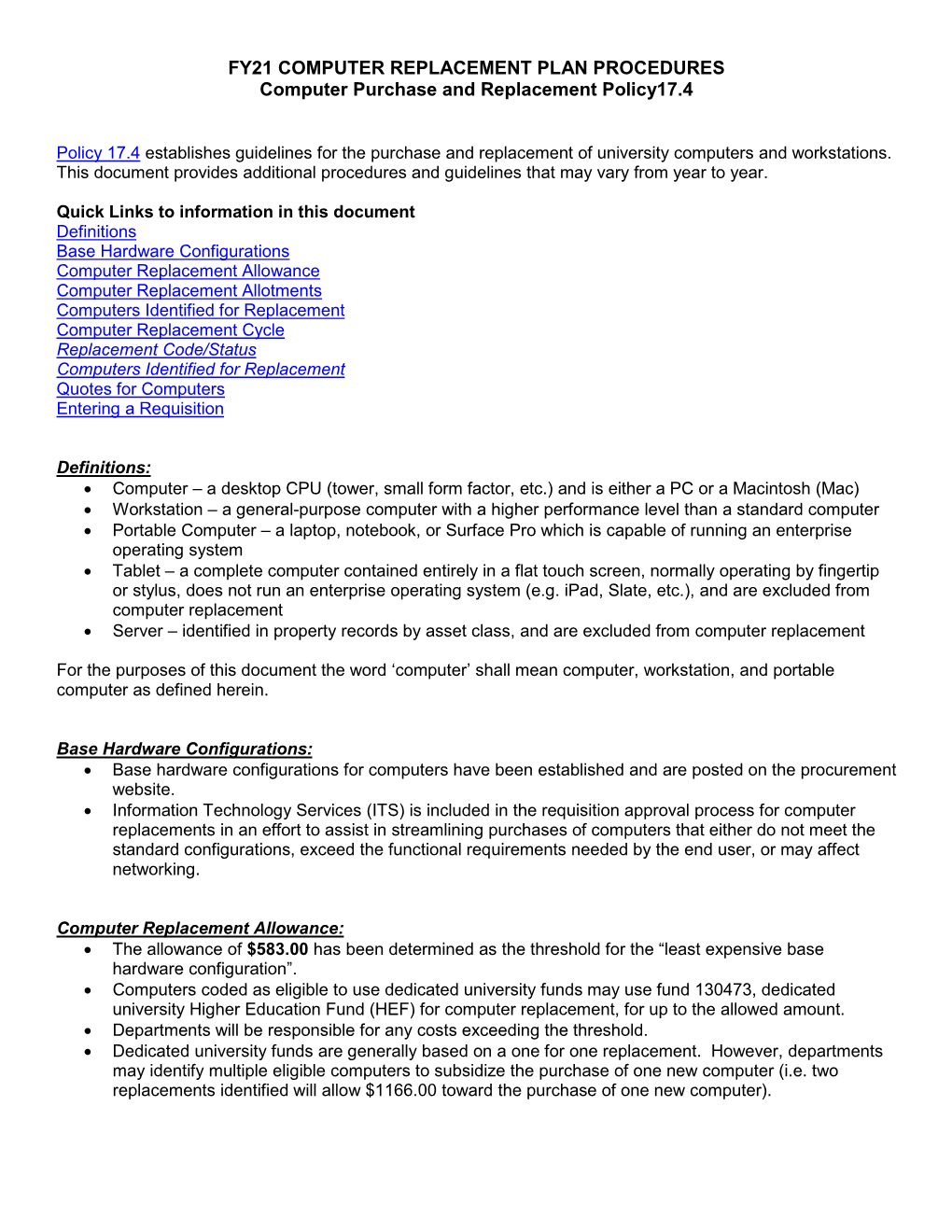 Computer Replacement Program Procedures FY21