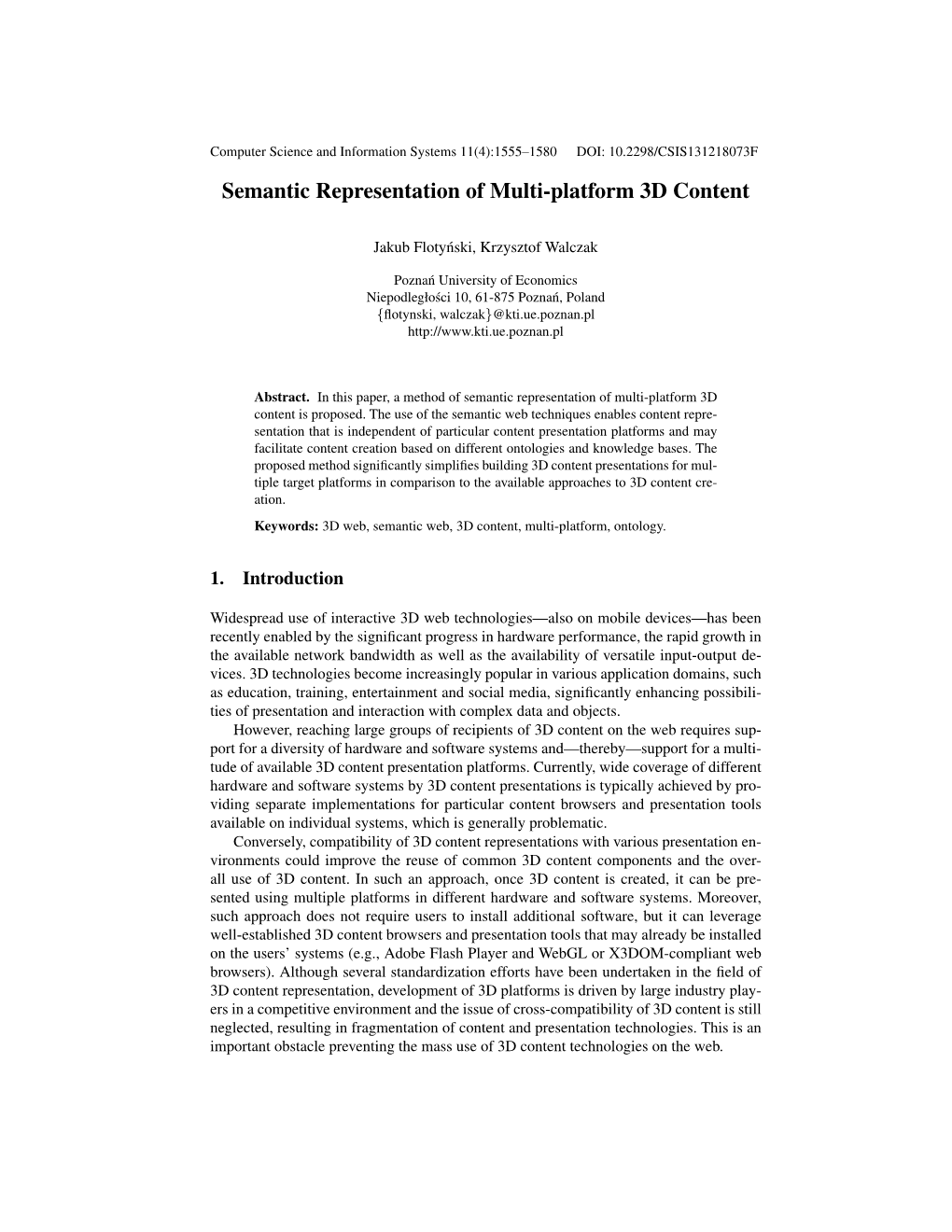 Semantic Representation of Multi-Platform 3D Content