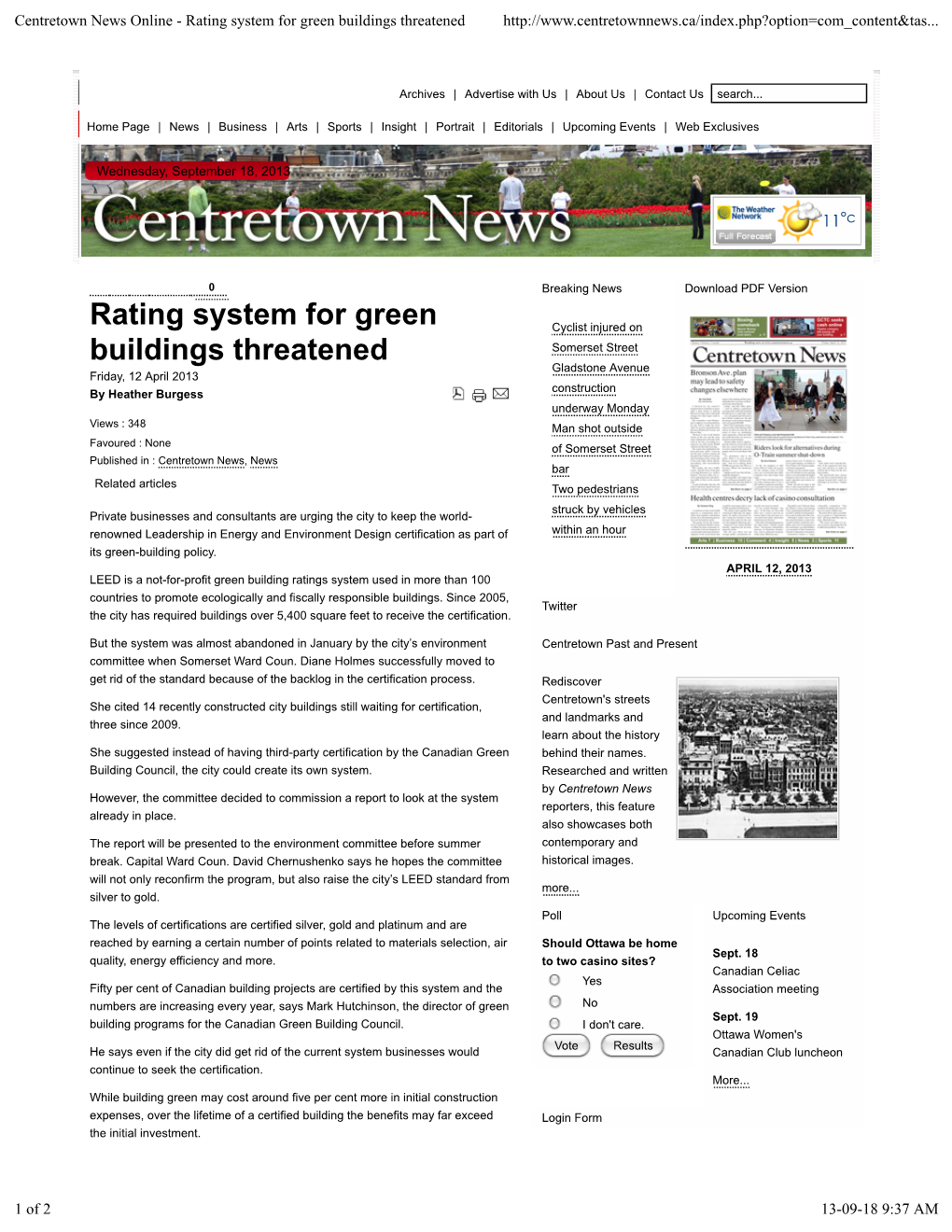 Centretown News Online - Rating System for Green Buildings Threatened