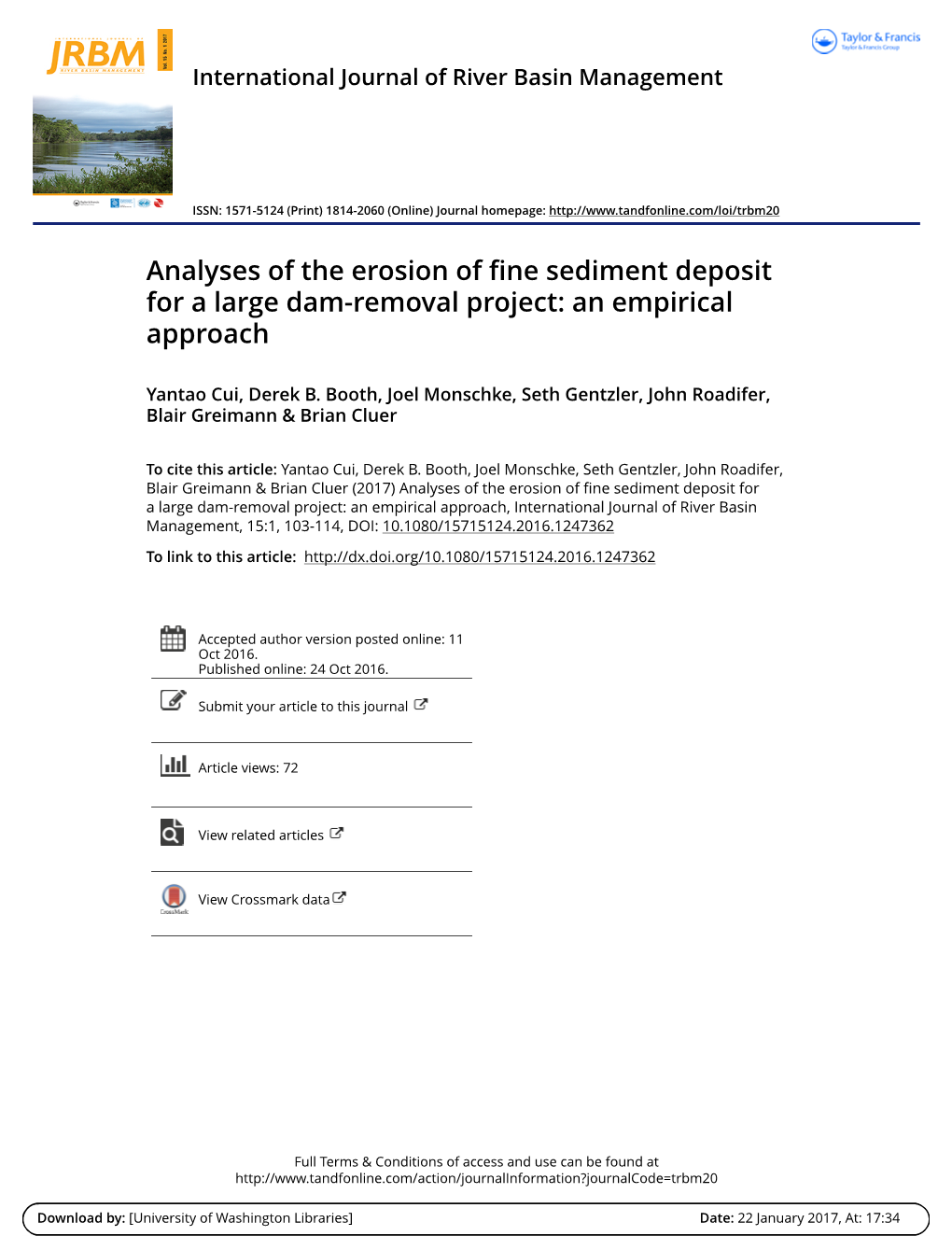 Analyses of the Erosion of Fine Sediment Deposit for a Large Dam-Removal Project: an Empirical Approach
