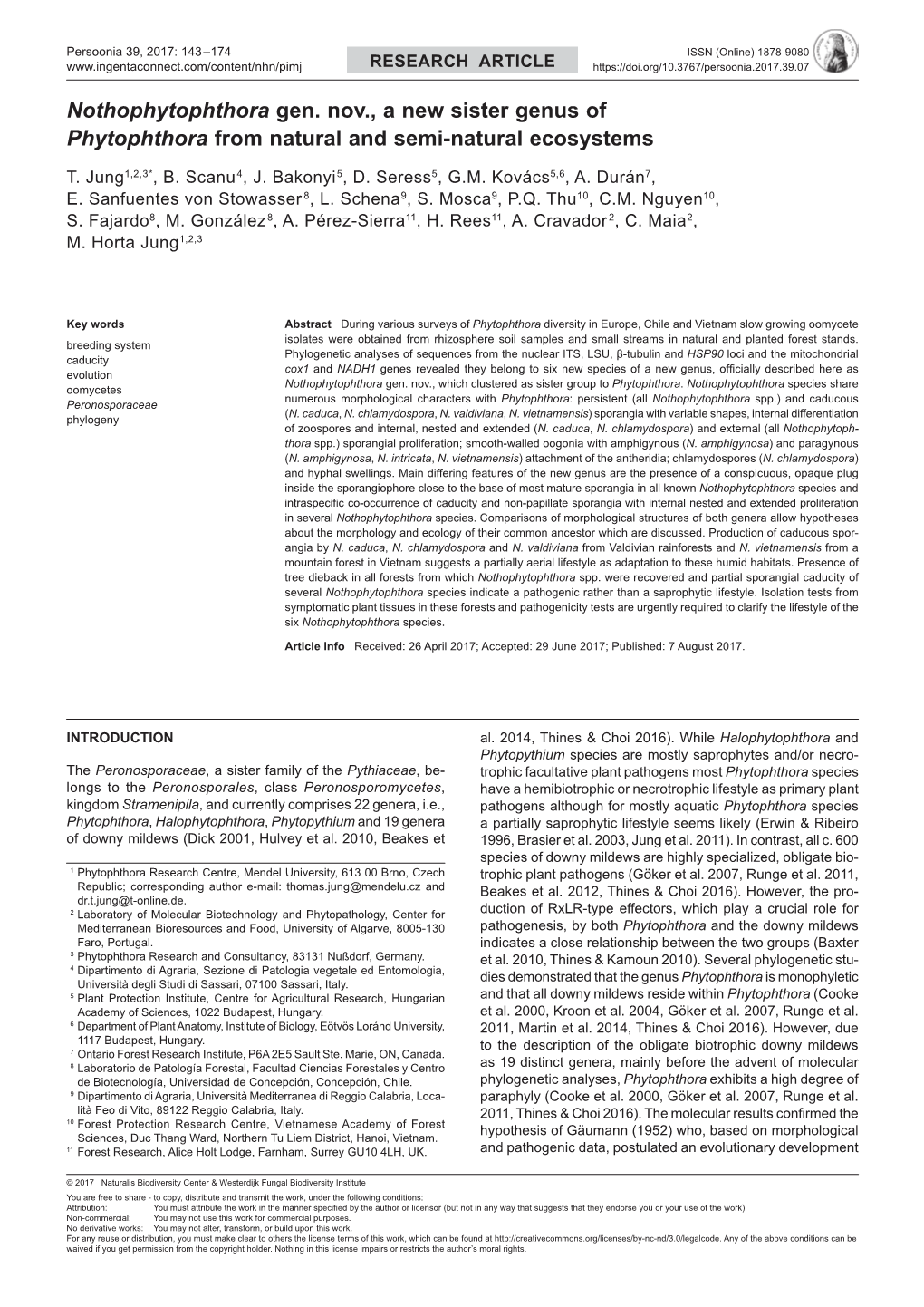 Nothophytophthora Gen. Nov., a New Sister Genus of Phytophthora from Natural and Semi-Natural Ecosystems