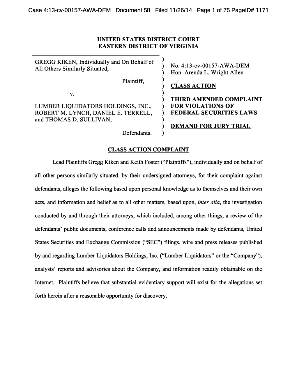 Case 4:13-Cv-00157-AWA-DEM Document 58 Filed 11/26/14 Page 1 of 75 Pageid# 1171