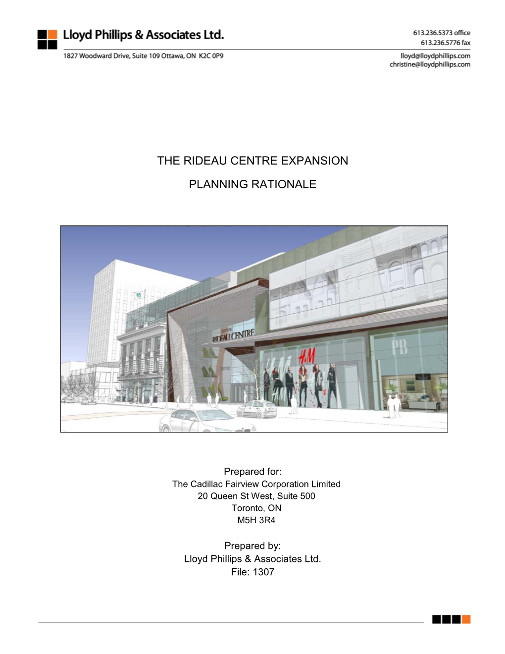 The Rideau Centre Expansion Planning Rationale