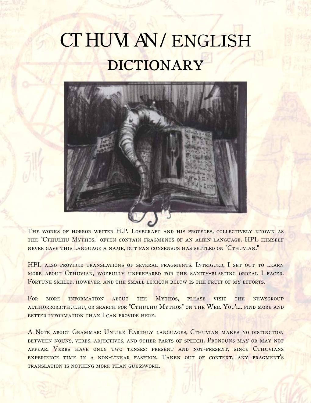 Cthuvian / English Dictionary