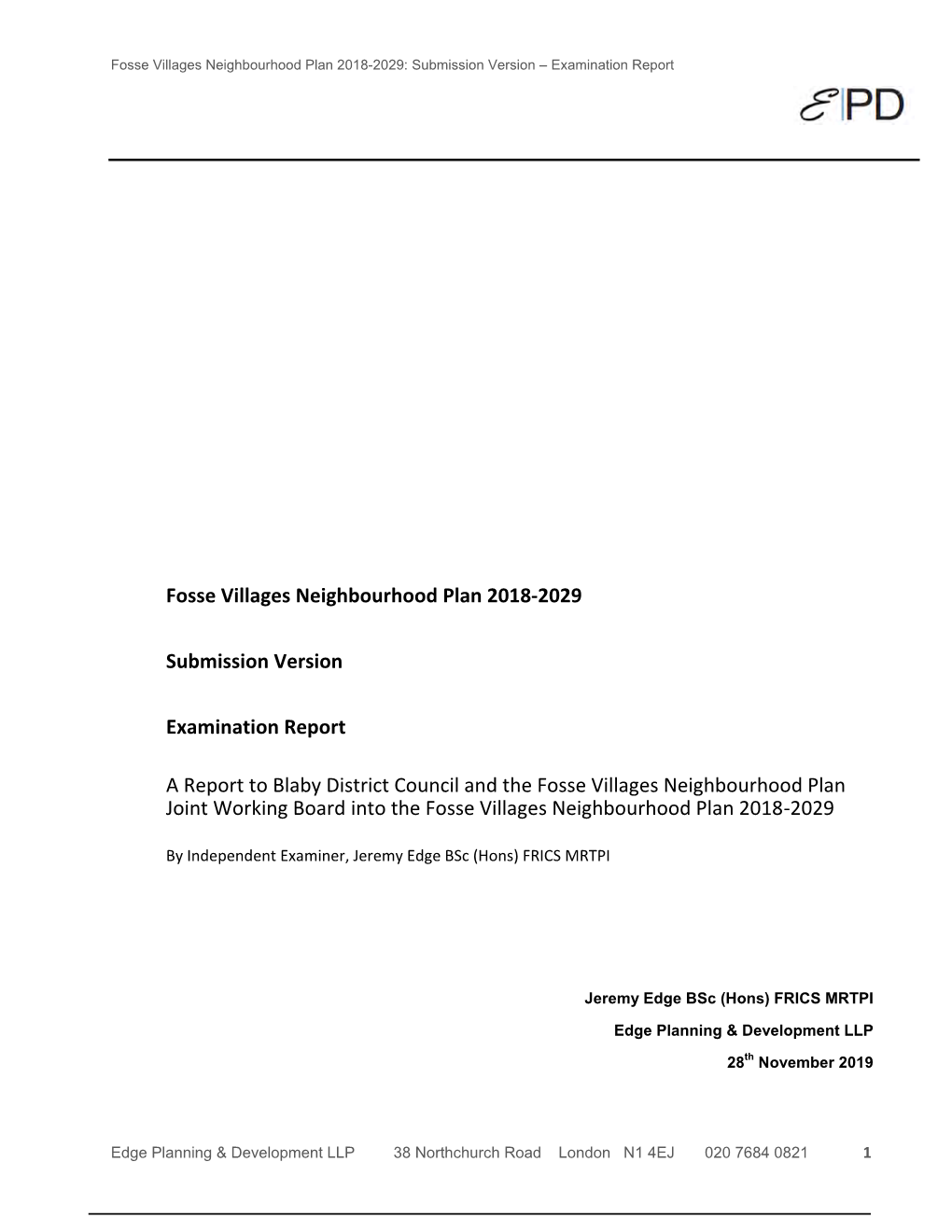 Fosse Villages Neighbourhood Plan Examiner's Report