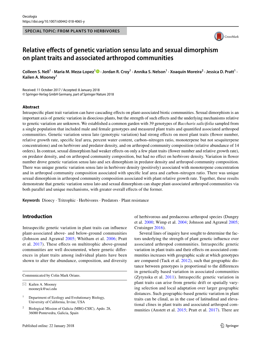 Relative Effects of Genetic Variation Sensu Lato and Sexual Dimorphism