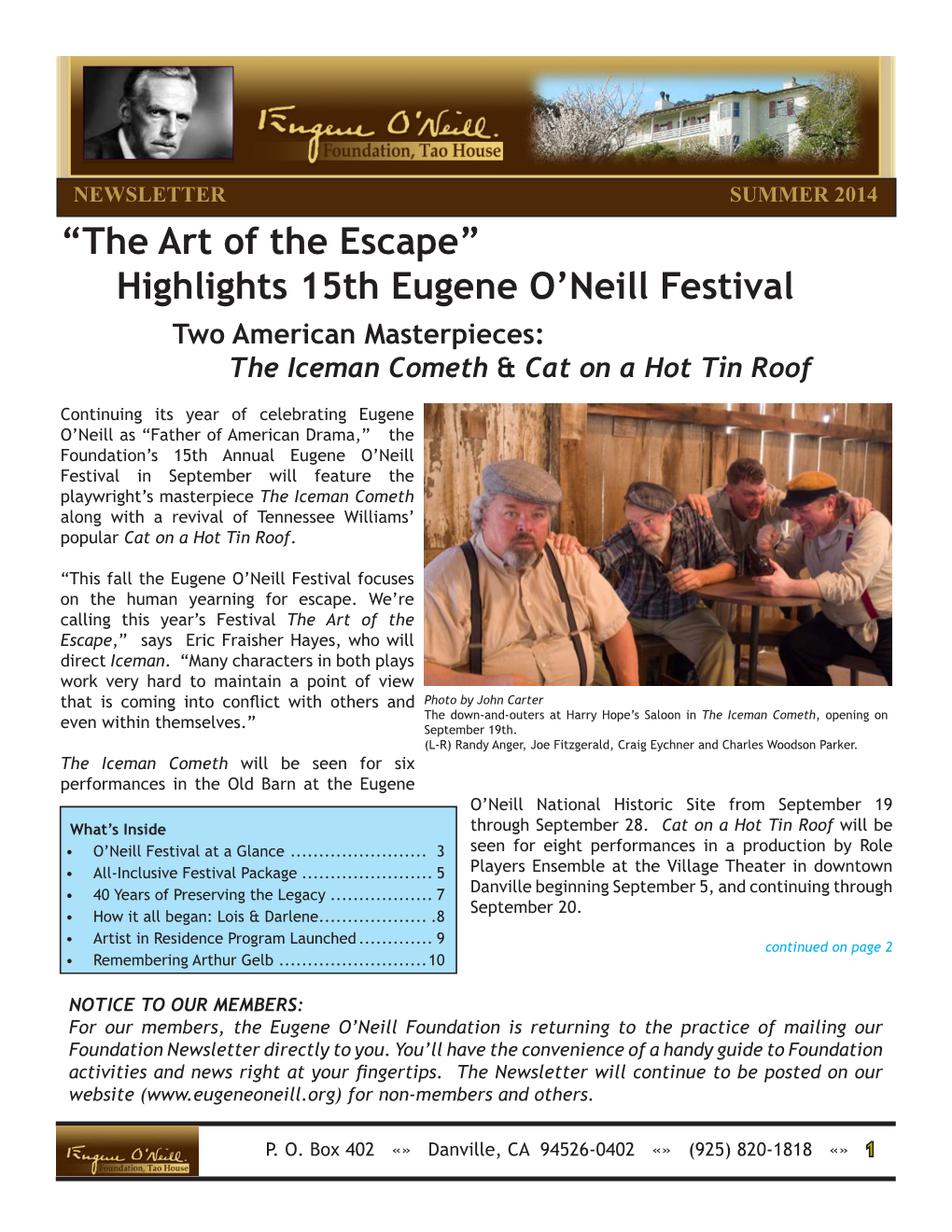 Highlights 15Th Eugene O'neill Festival