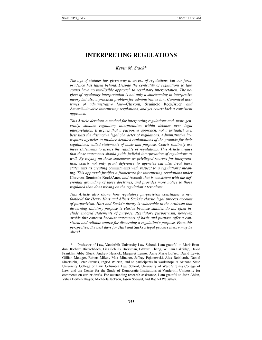 Interpreting Regulations