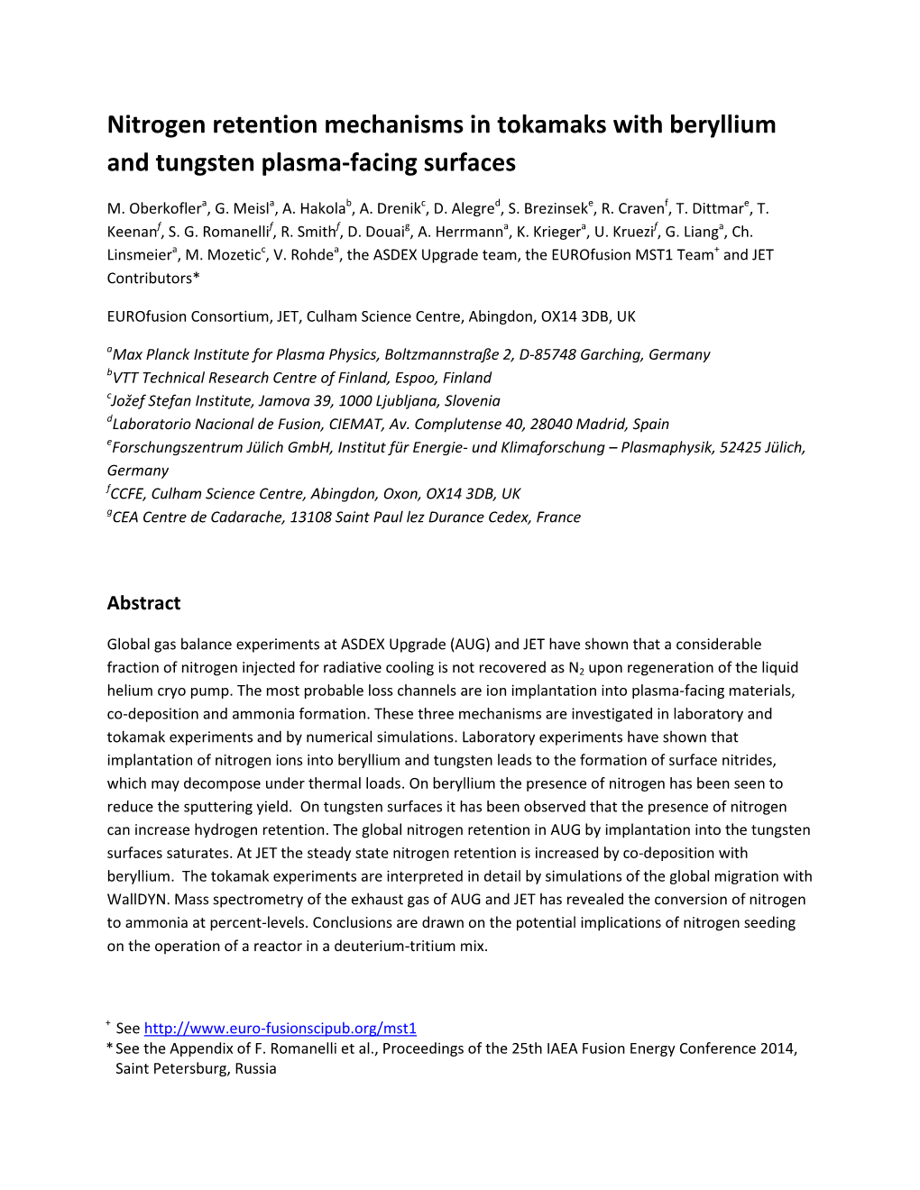 Nitrogen Retention Mechanisms in Tokamaks with Beryllium and Tungsten Plasma-Facing Surfaces