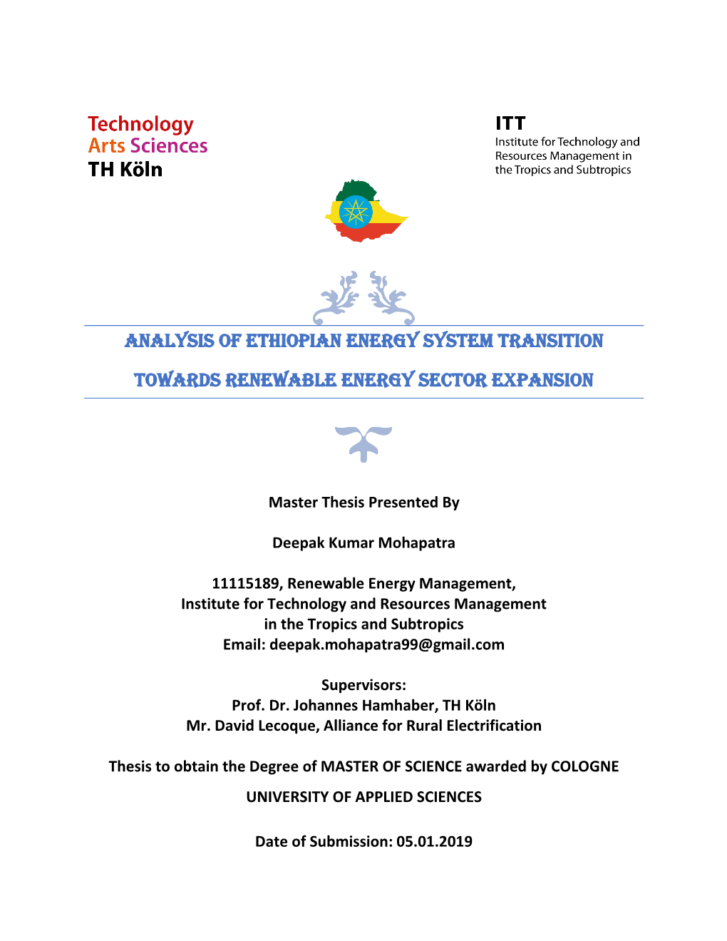 Analysis of Ethiopian Energy System Transition Towards Renewable