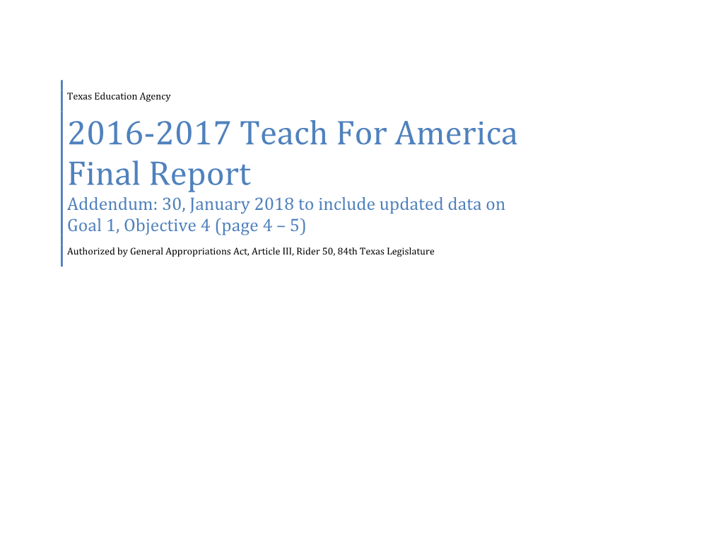 2016-17 Teach for America Final Report
