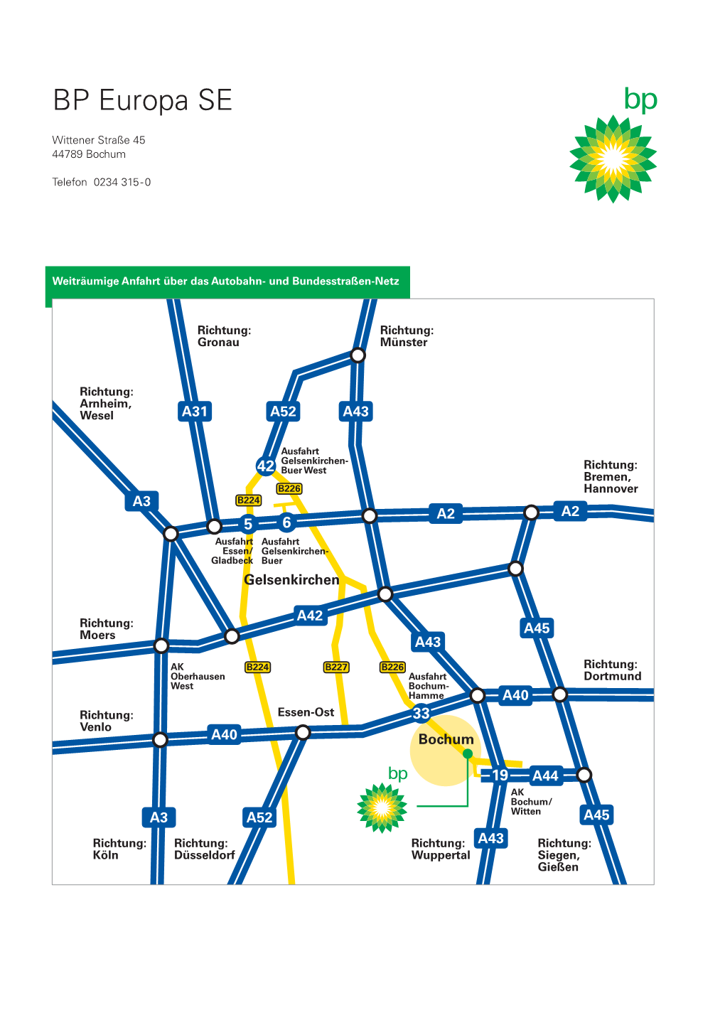 Anfahrt Bp in Bochum