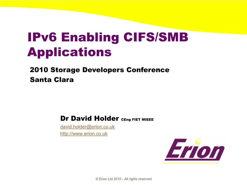 Ipv6 Enabling CIFS/SMB Applications