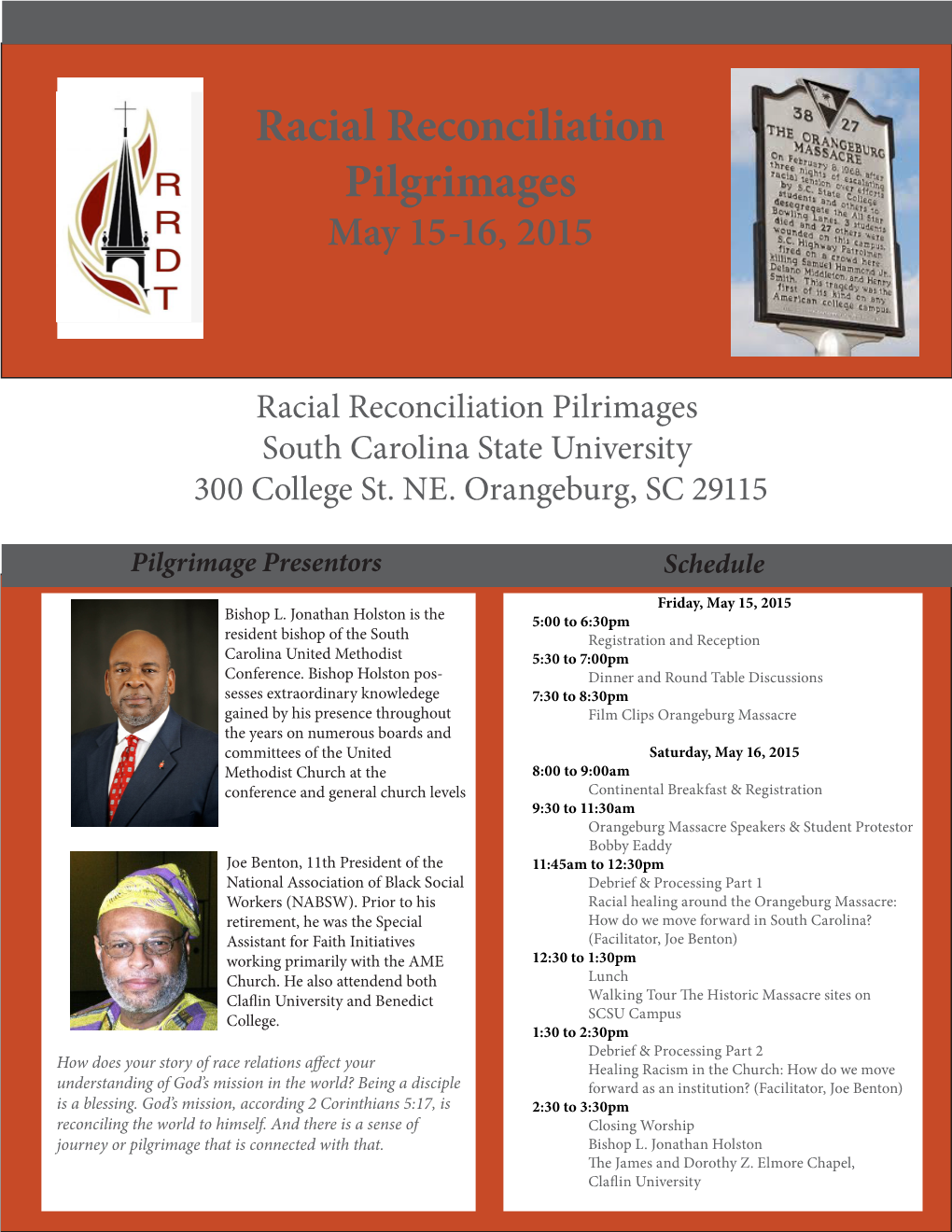 Racial Reconciliation Pilgrimages May 15-16, 2015