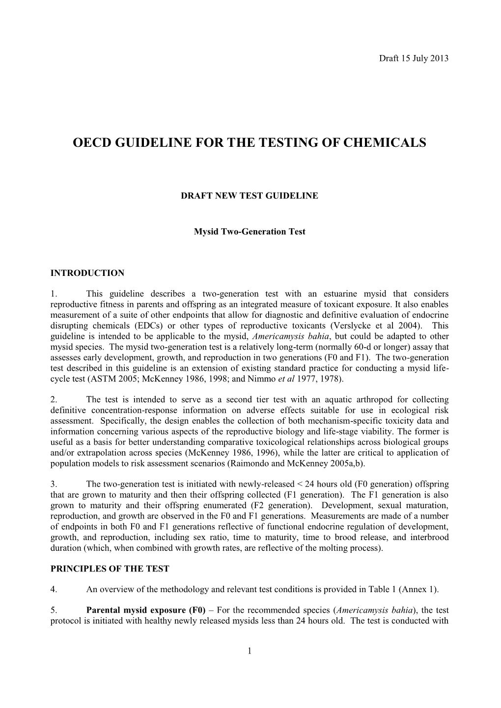 Oecd Guideline for the Testing of Chemicals