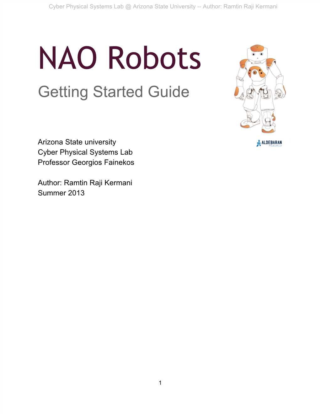 NAO Robots Getting Started Guide