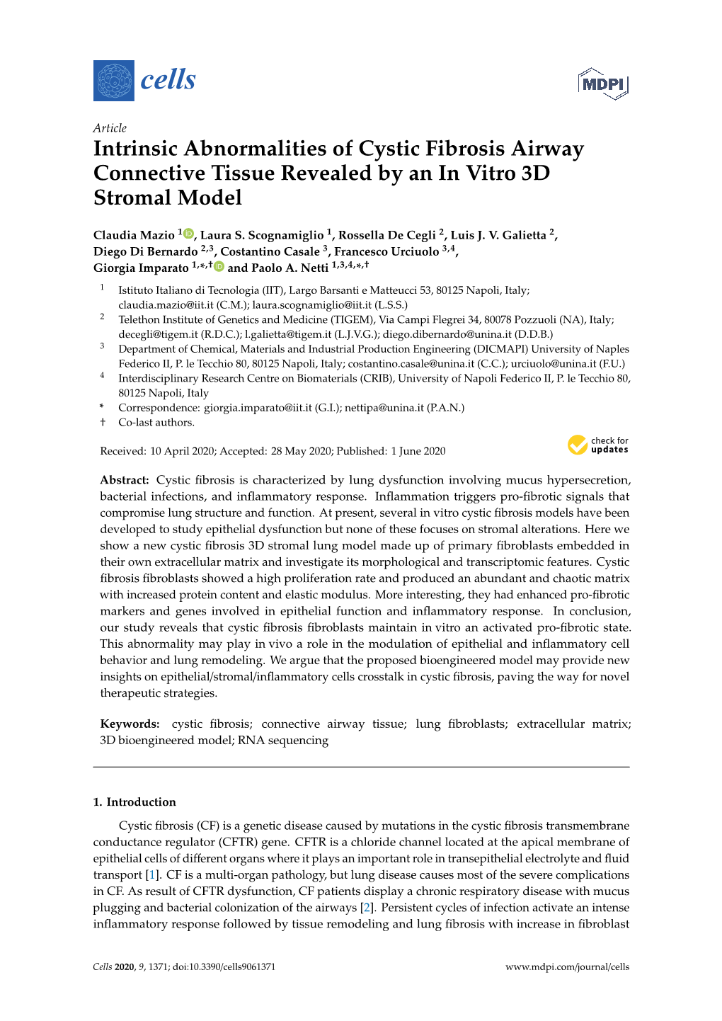 Intrinsic Abnormalities of Cystic Fibrosis Airway Connective Tissue Revealed by an in Vitro 3D Stromal Model