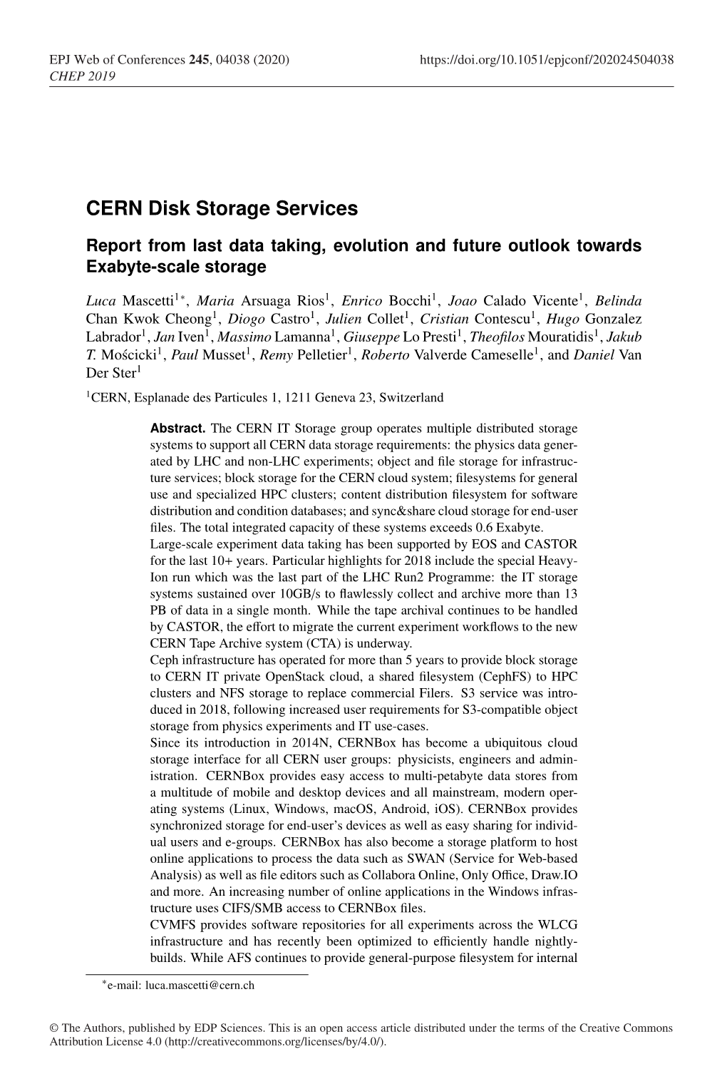 CERN Disk Storage Services