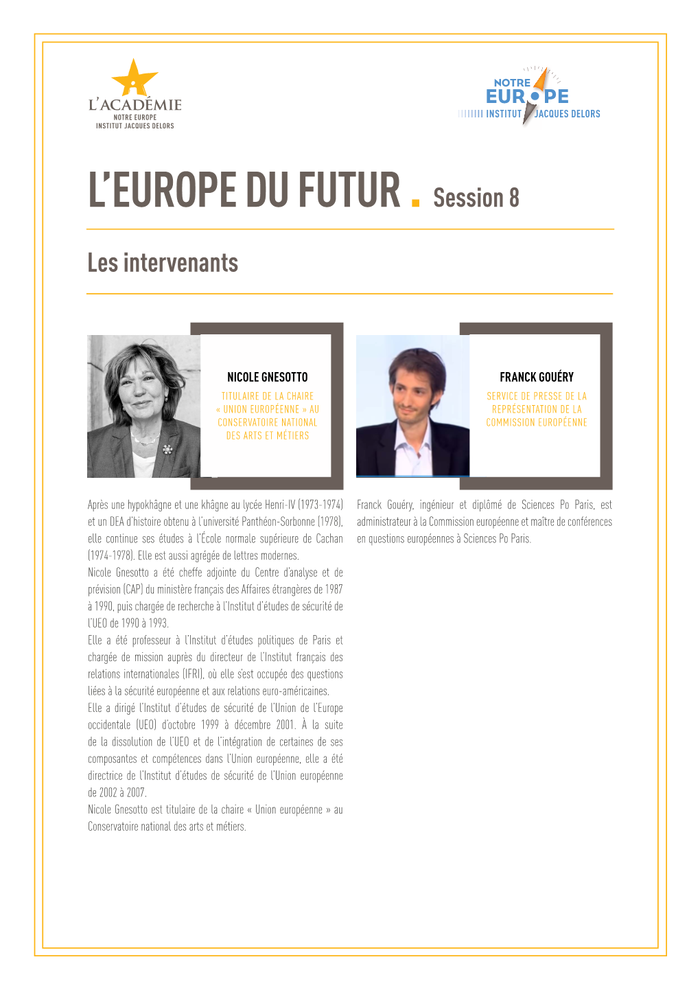 L'europe DU FUTUR . Session 8