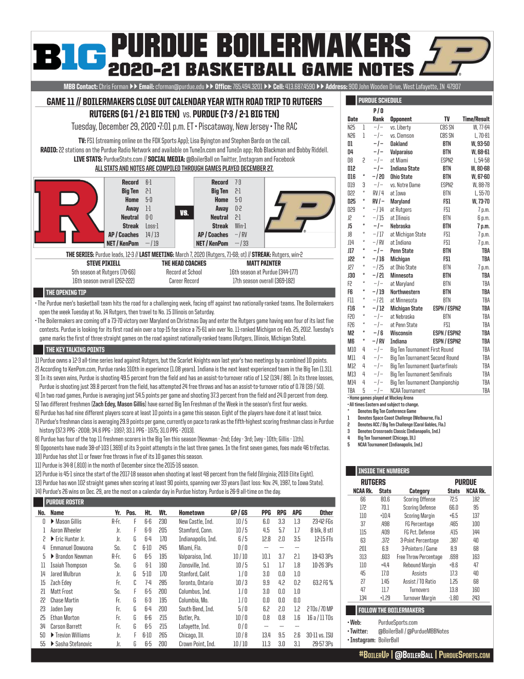 122920 Purdue Game Notes.Indd