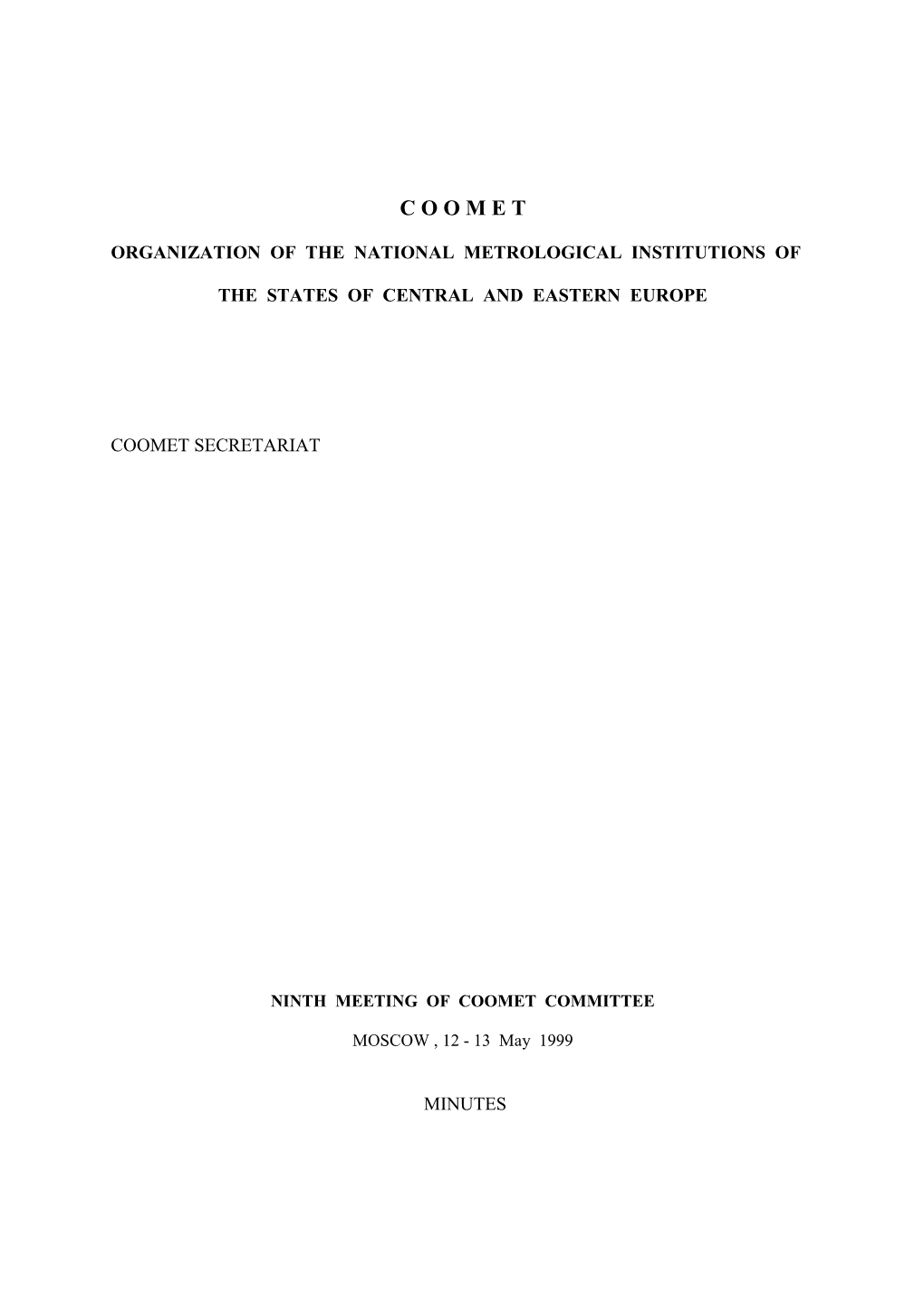 Organization of the National Metrological Institutions Of