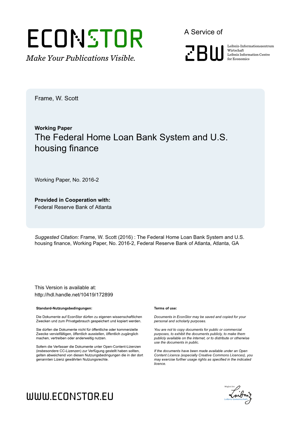 The Federal Home Loan Bank System and U.S. Housing Finance