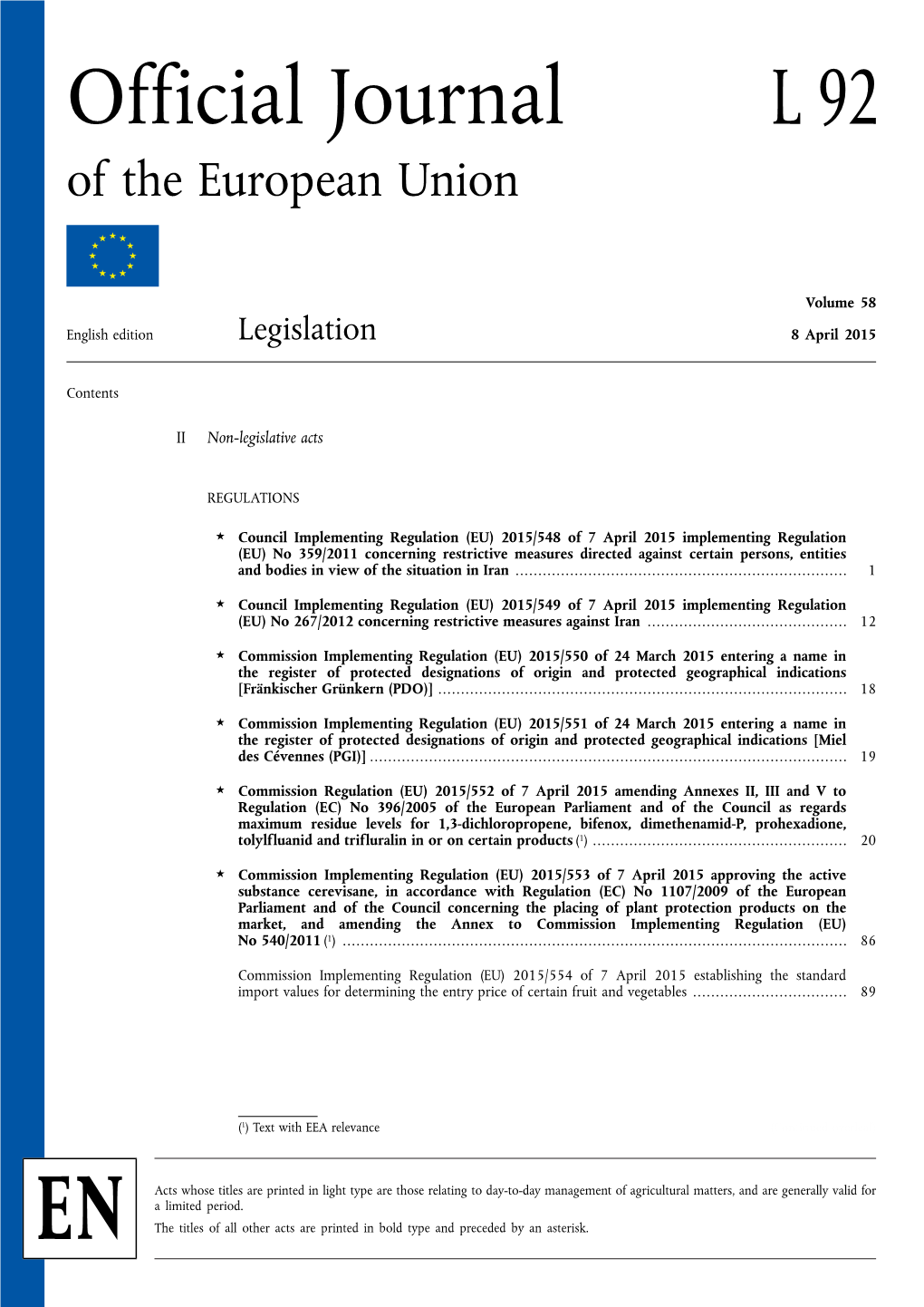 Official Journal L 92 of the European Union
