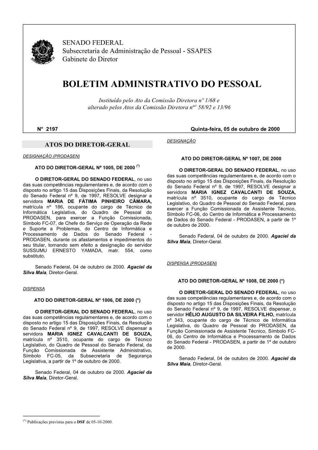 Boletim Administrativo Do Pessoal