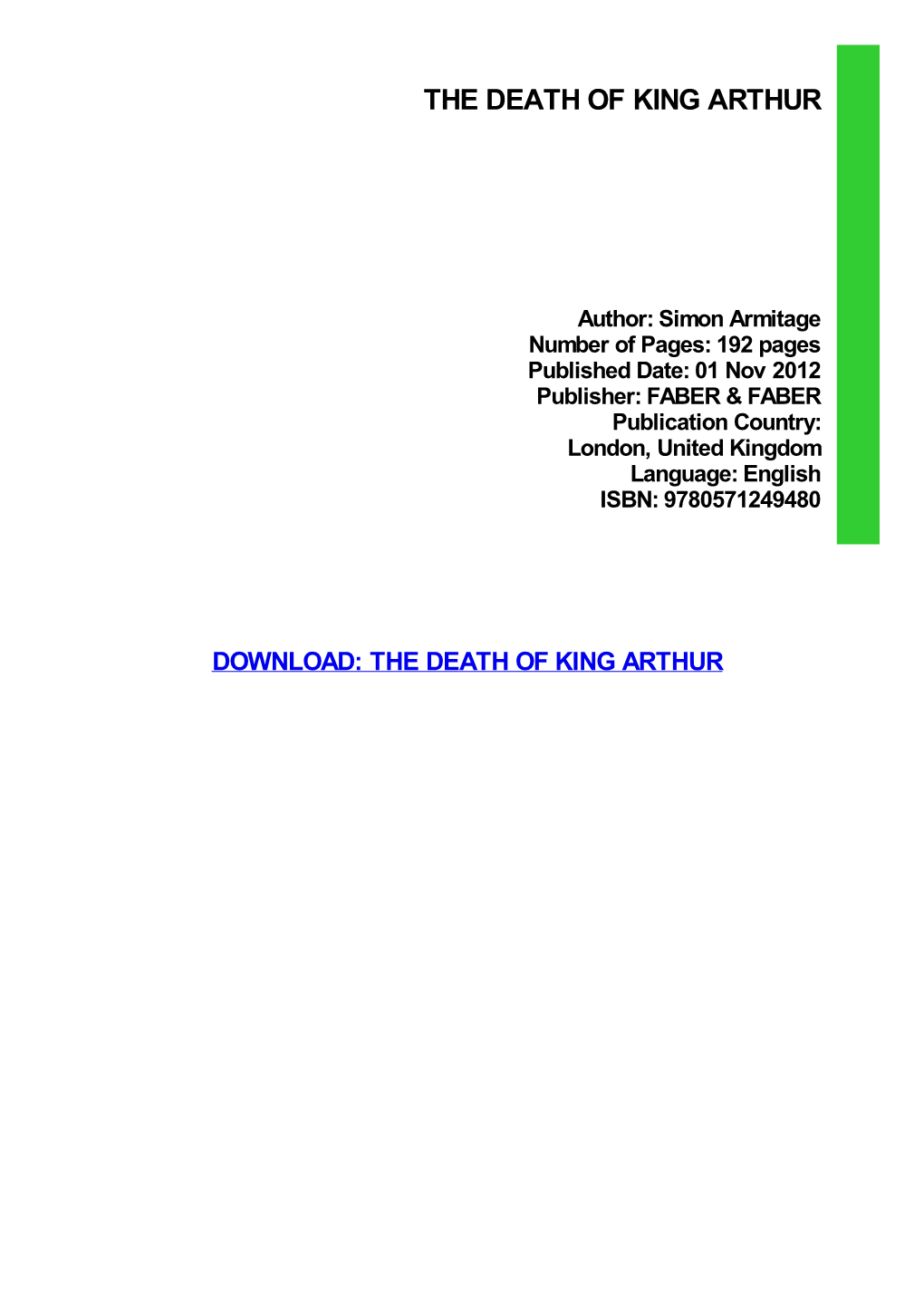 |||FREE||| the Death of King Arthur Download