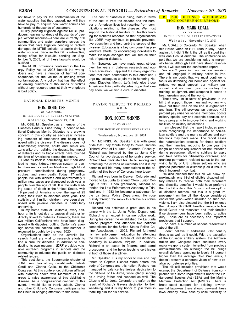 E2354 CONGRESSIONAL RECORD— Extensions of Remarks HON. DOUG OSE HON. SCOTT Mcinnis HON. MARK UDALL