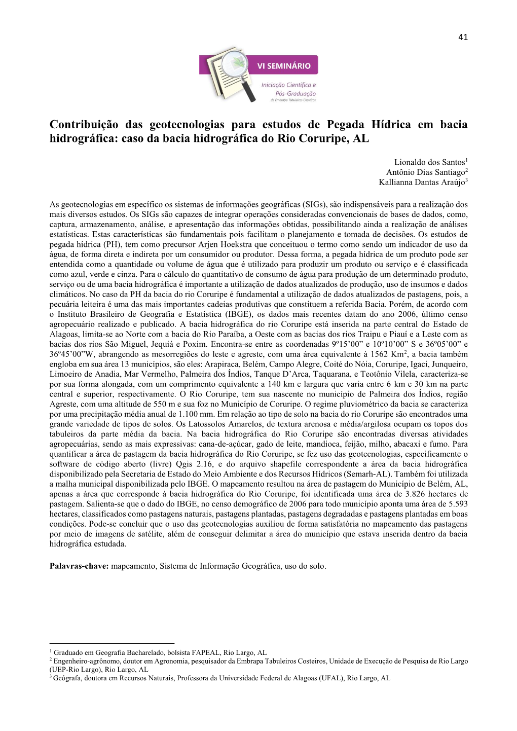 Caso Da Bacia Hidrográfica Do Rio Coruripe, AL