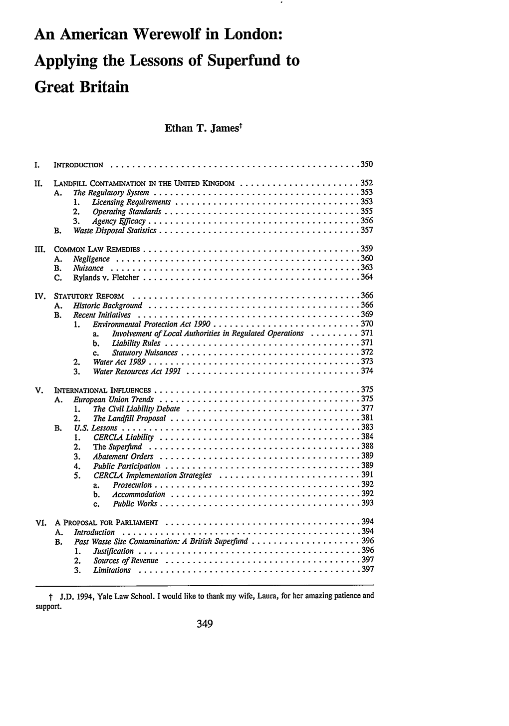 An American Werewolf in London: Applying the Lessons of Superfund to Great Britain