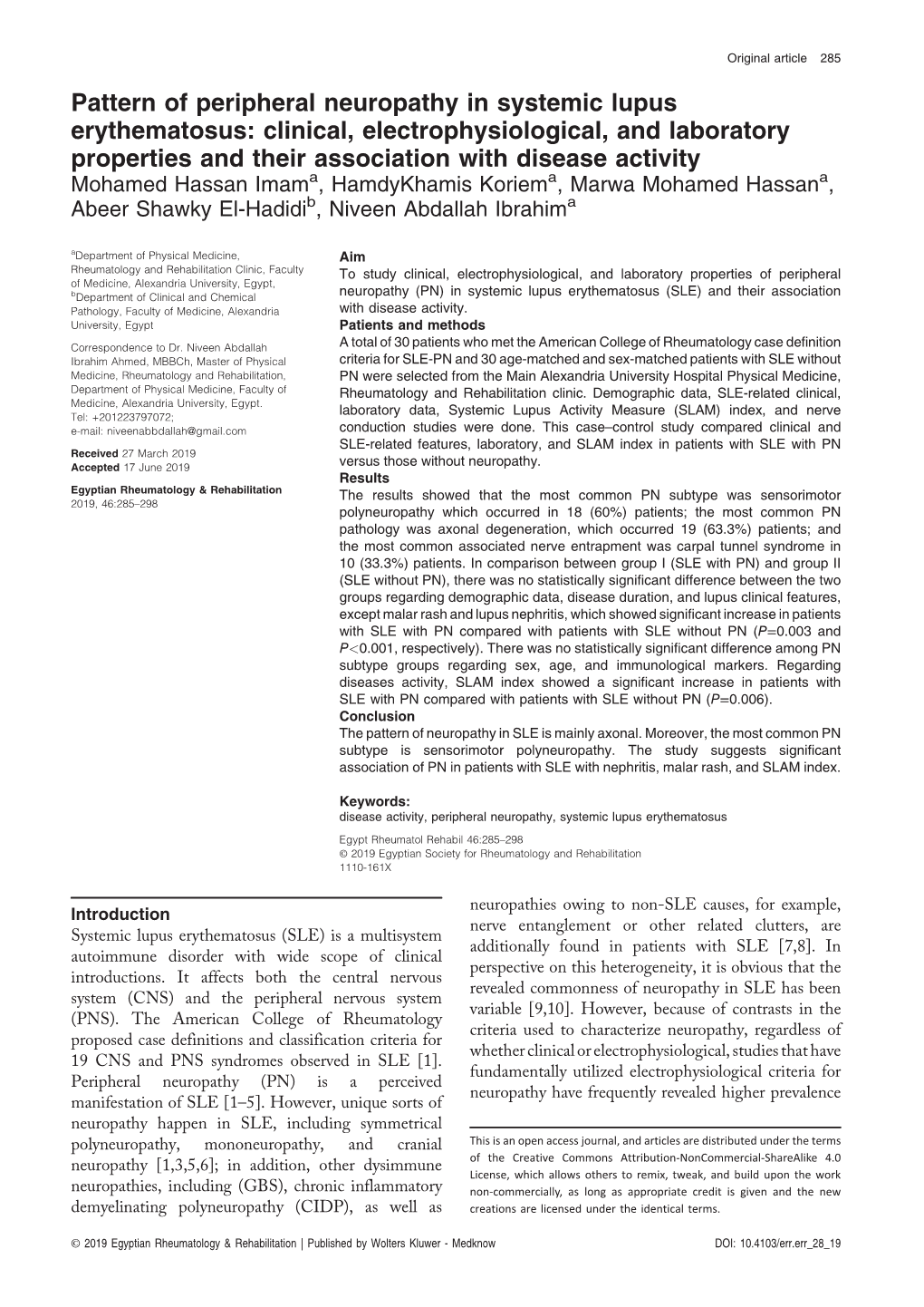 Pattern of Peripheral Neuropathy in Systemic Lupus Erythematosus