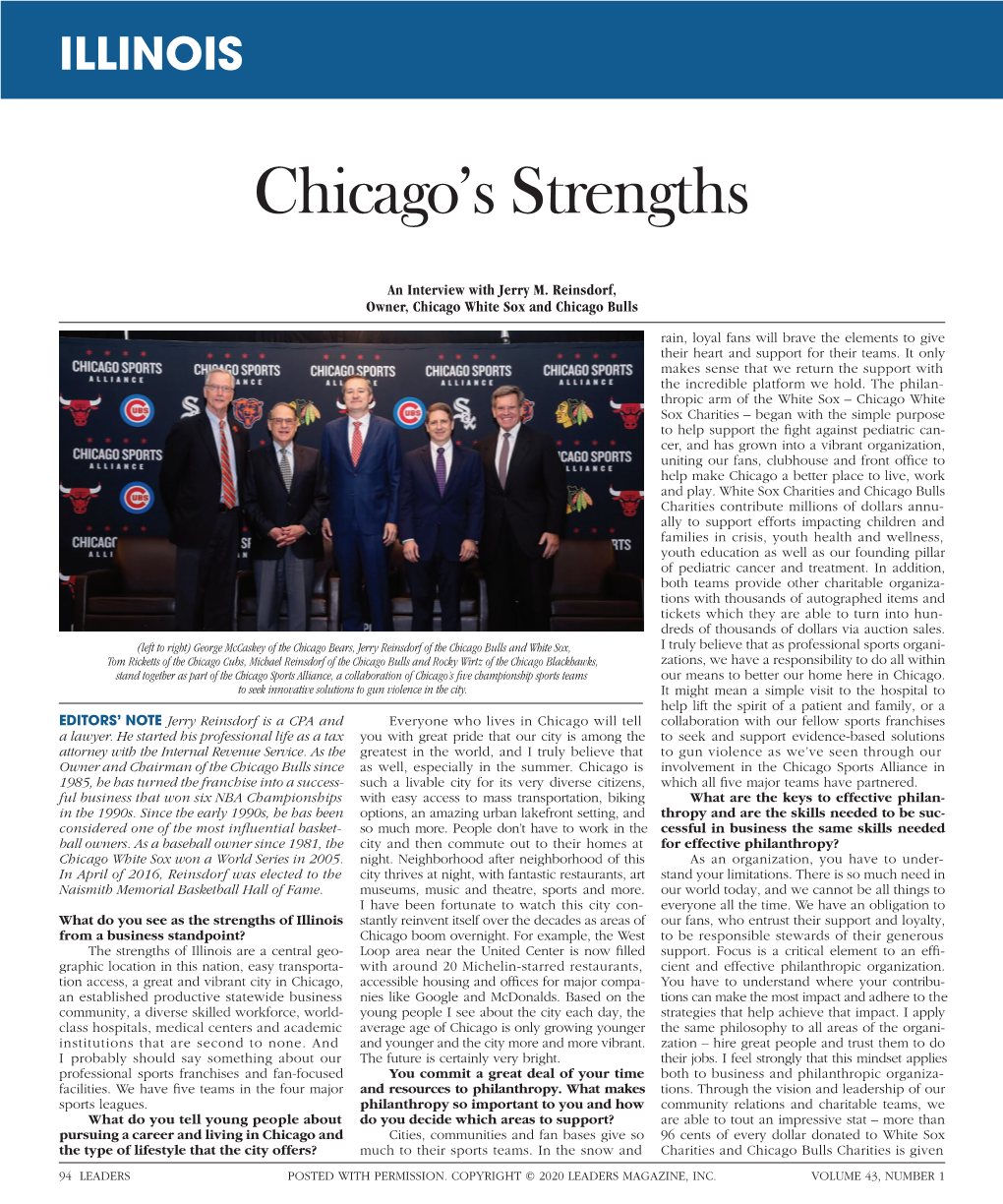 To Download a PDF of an Interview with Jerry M. Reinsdorf, Owner