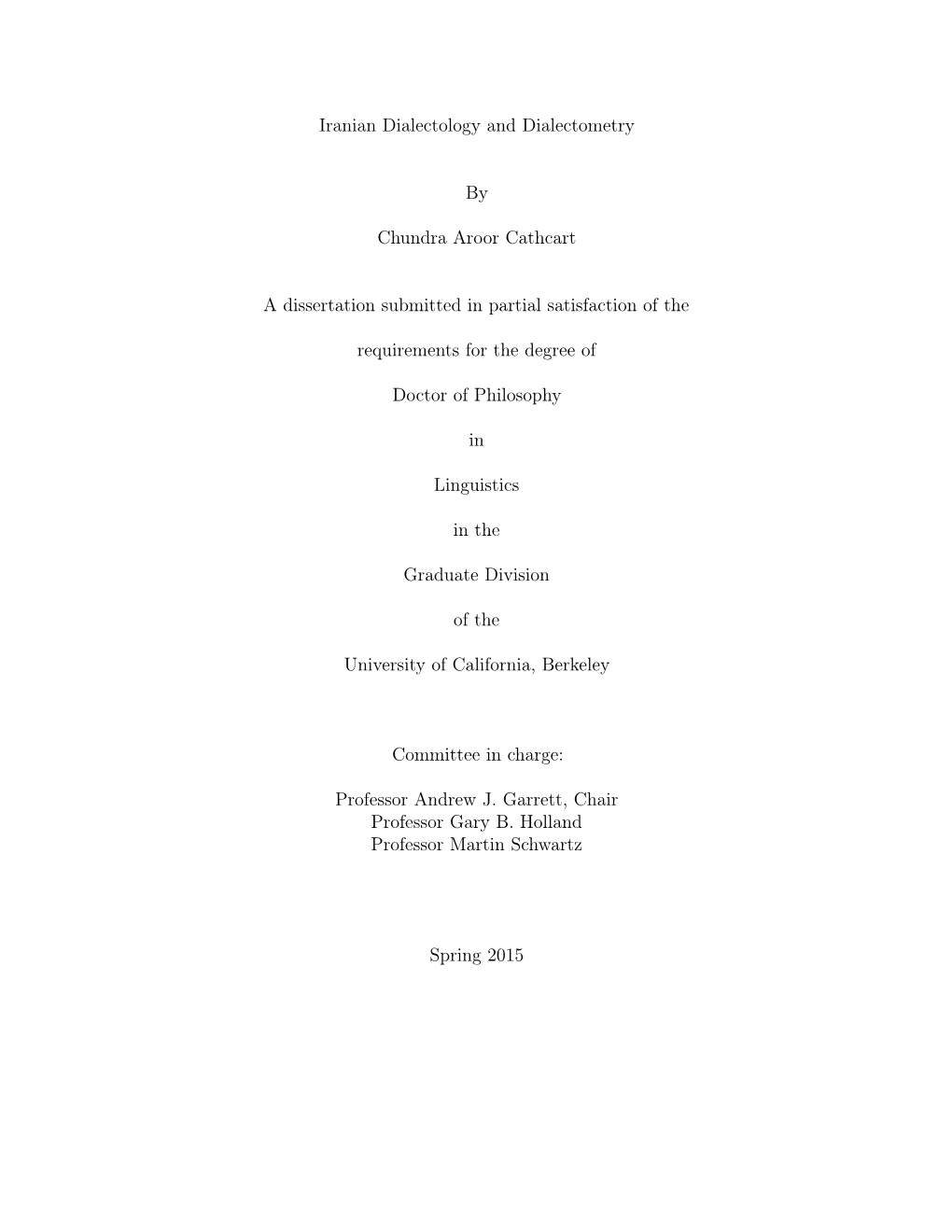 Iranian Dialectology and Dialectometry by Chundra Aroor