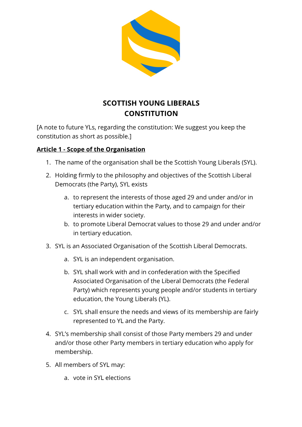 Scottish Young Liberals Constitution