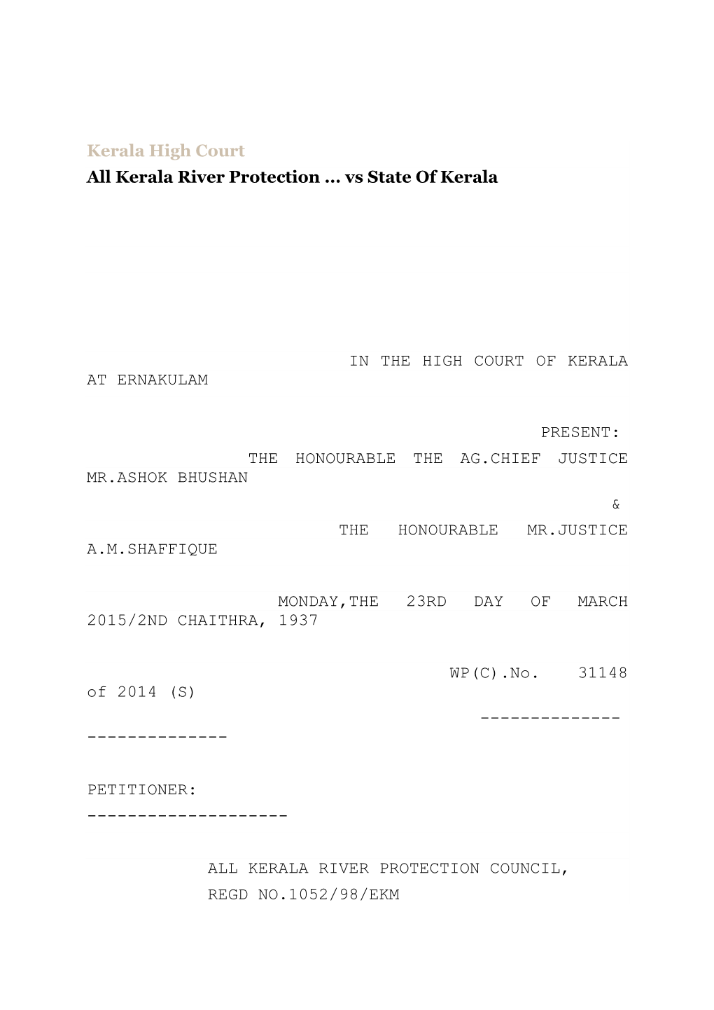 Kerala High Court All Kerala River Protection ... Vs State of Kerala