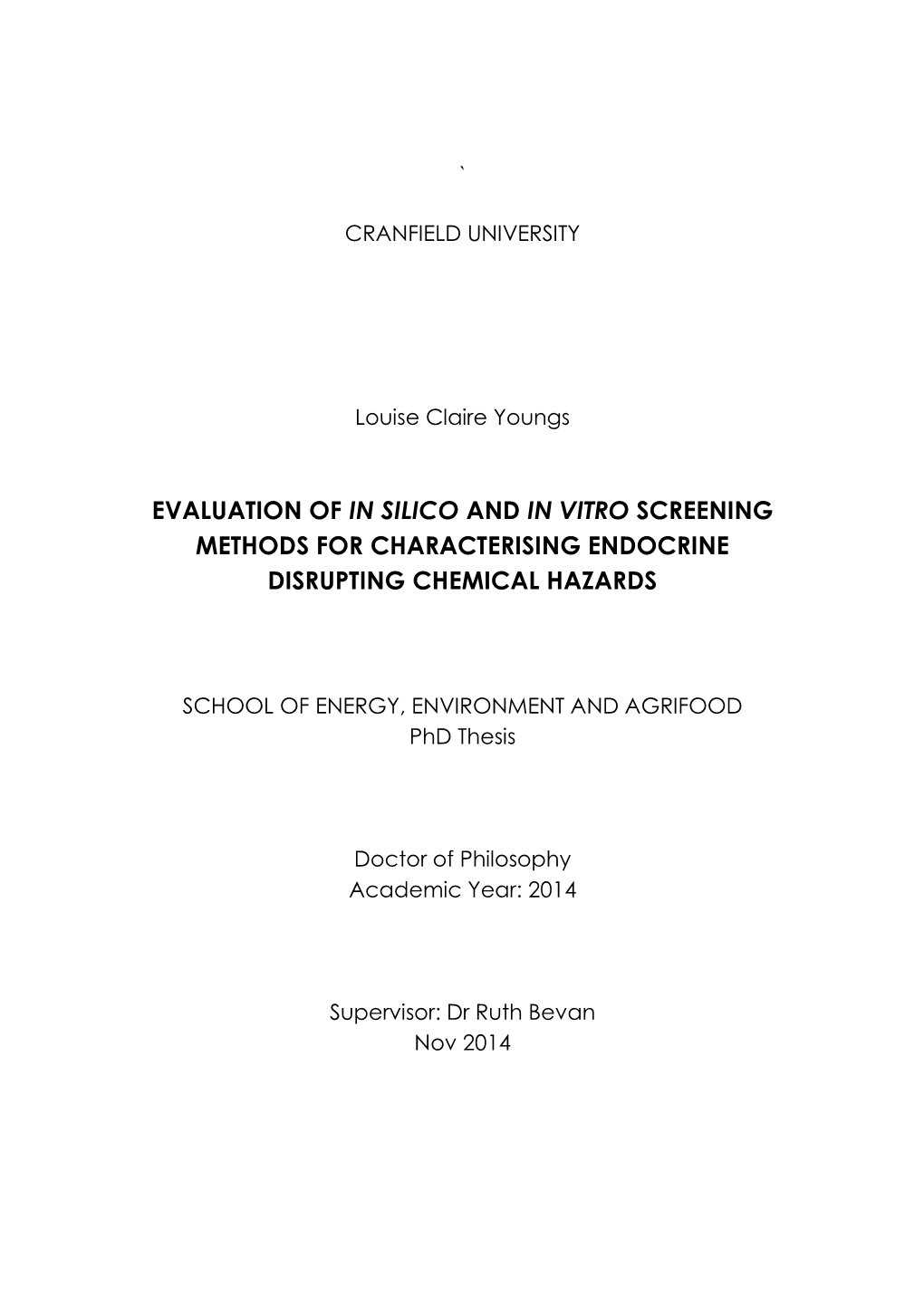 Evaluation of in Silico and in Vitro Screening Methods for EDC Hazard Characterisation