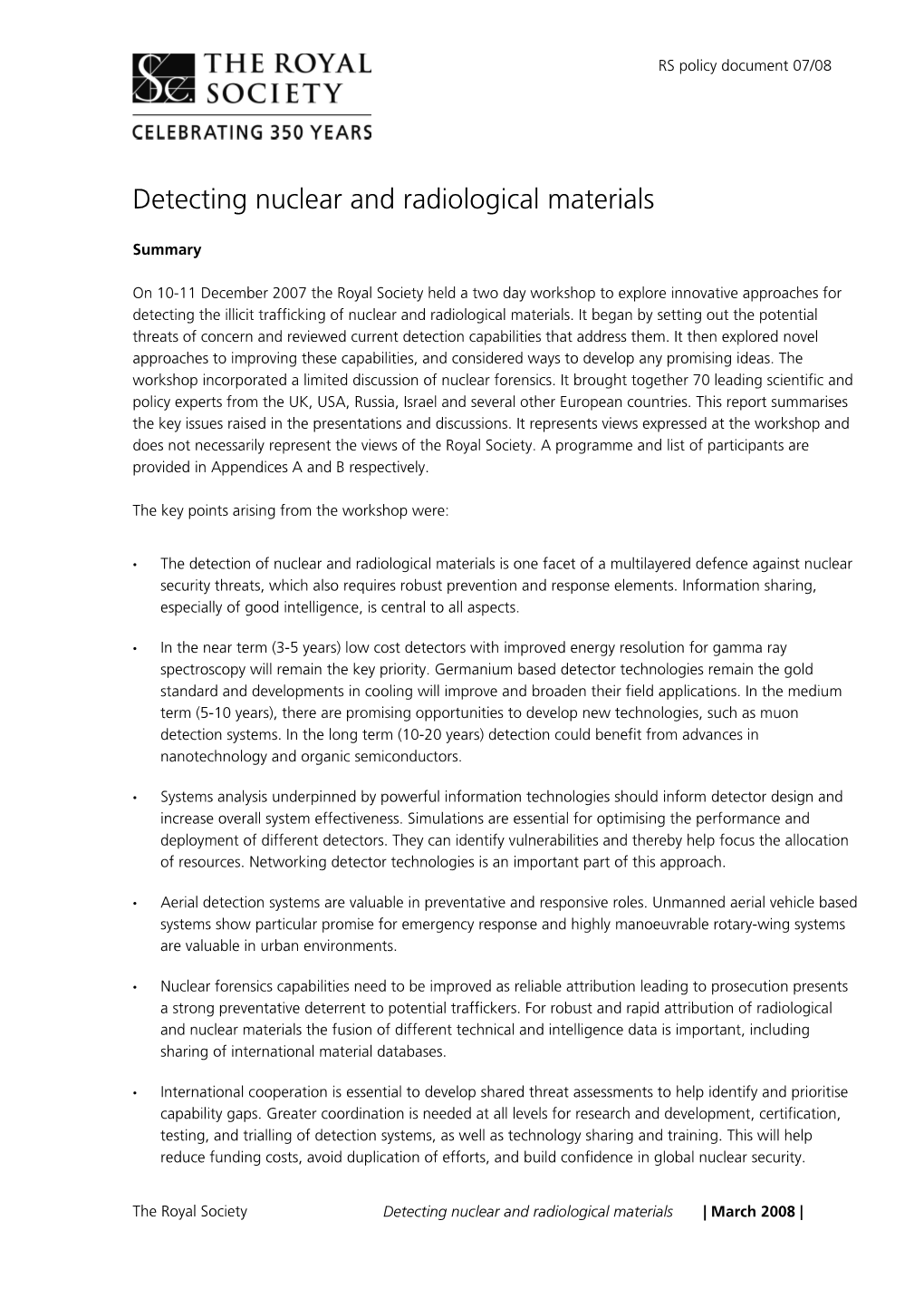 Detecting Nuclear and Radiological Materials