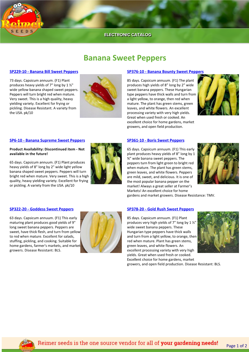 Reimer Seeds Catalog