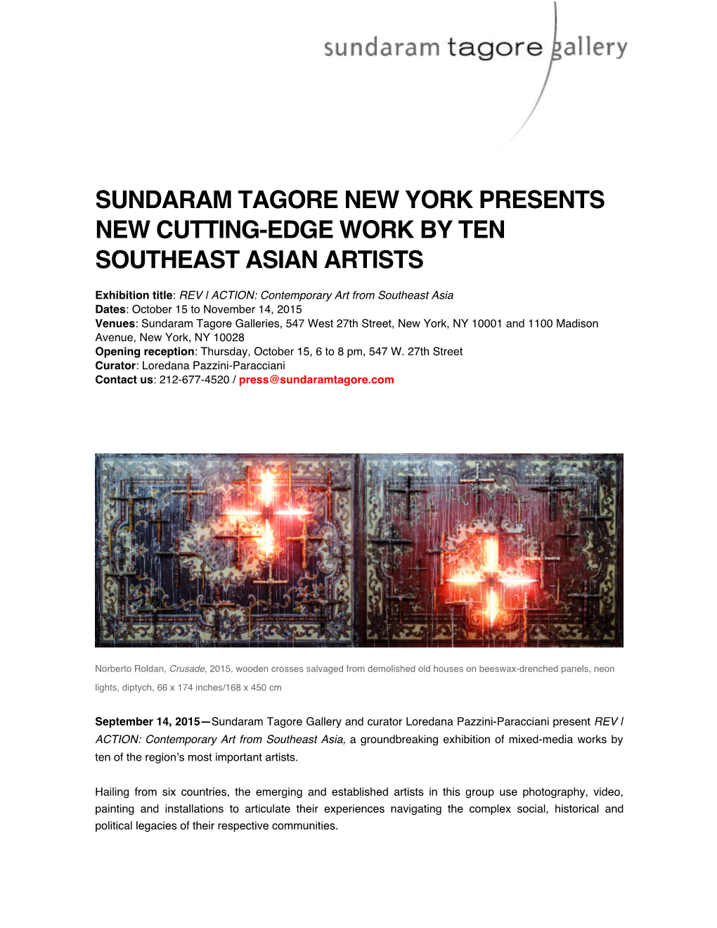 Sundaram Tagore New York Presents New Cutting-Edge Work by Ten Southeast Asian Artists